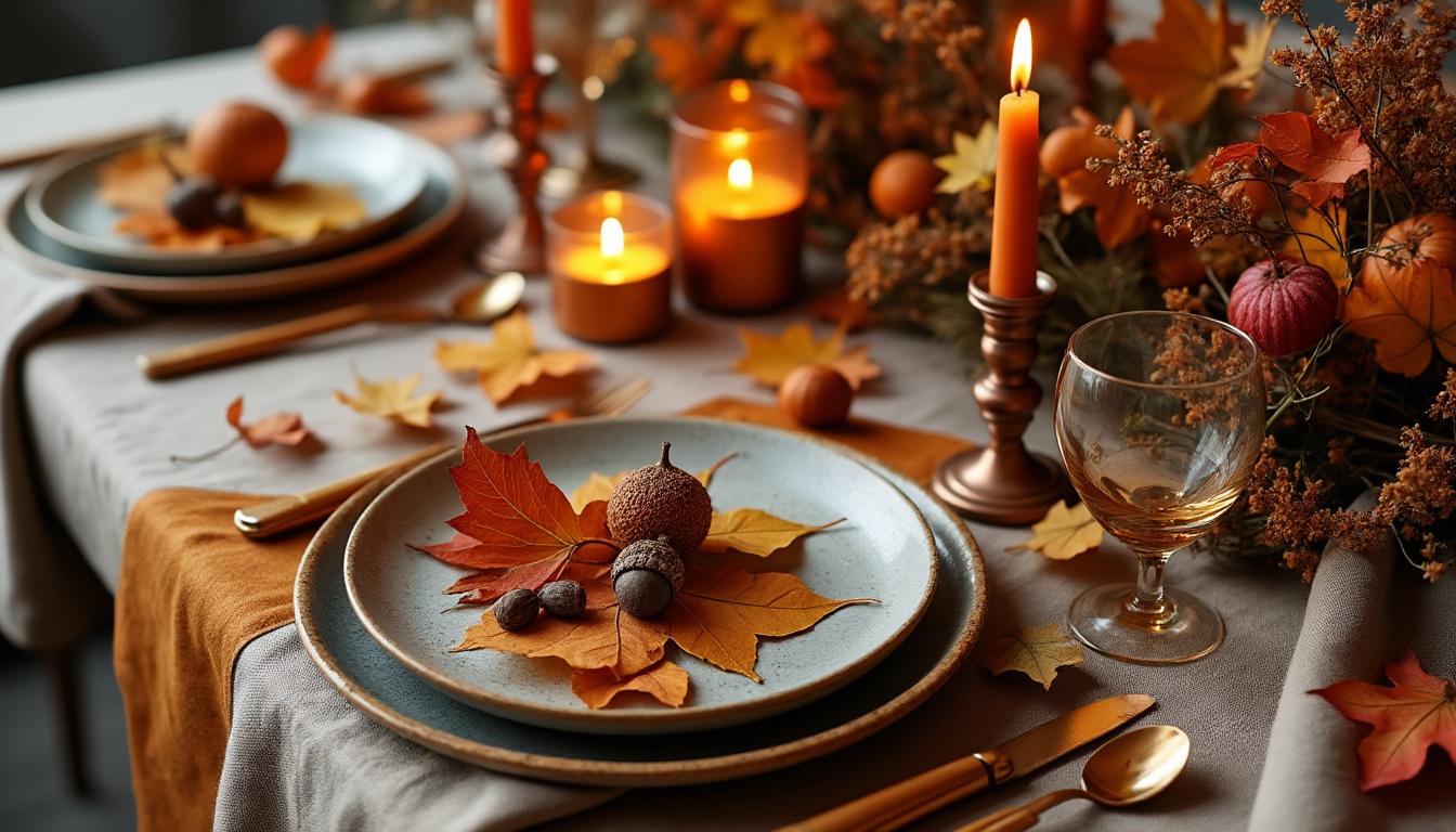 découvrez notre guide pour créer une table d'automne élégante, sublimée par des teintes chaleureuses rappelant la beauté de la saison.