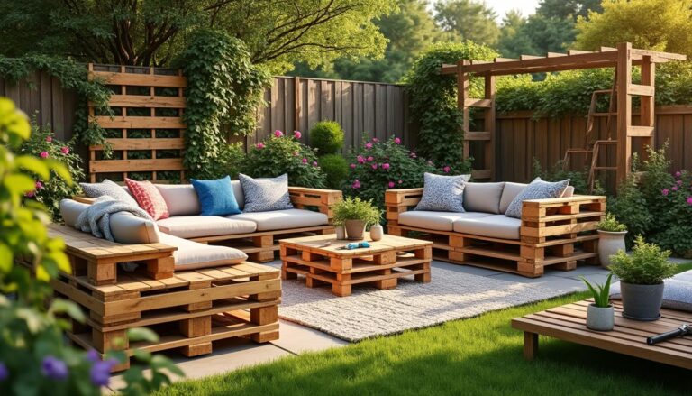 découvrez comment créer un salon de jardin unique et écologique en utilisant des palettes recyclées grâce à notre guide pratique étape par étape.
