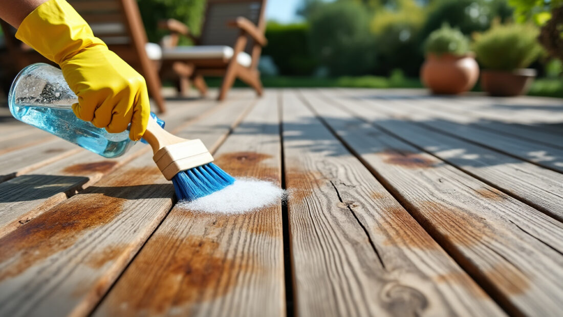 découvrez notre guide pratique pour nettoyer efficacement votre terrasse en bois en utilisant l'acide oxalique, une solution naturelle pour éliminer les taches et raviver le bois.