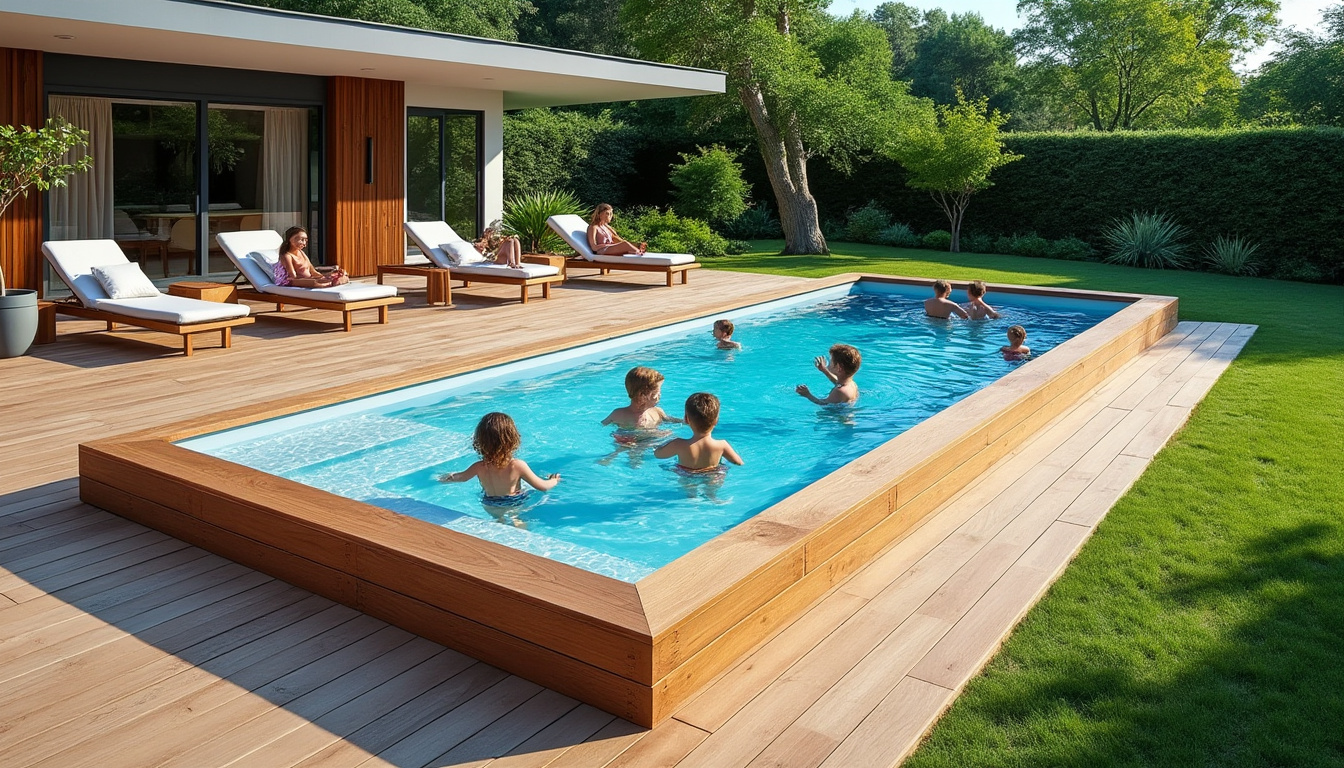 découvrez notre piscine en bois octogonale, alliant élégance et espace généreux pour sublimer votre jardin et profiter de moments inoubliables en famille ou entre amis.