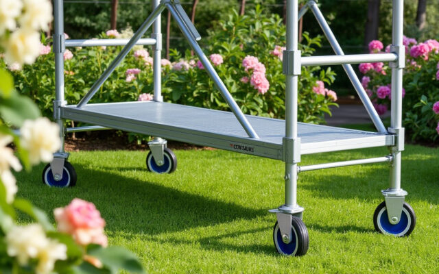 découvrez l'échafaudage roulant garden'up by centaure, alliant mobilité et sécurité pour faciliter l'entretien de vos espaces verts en toute sérénité.