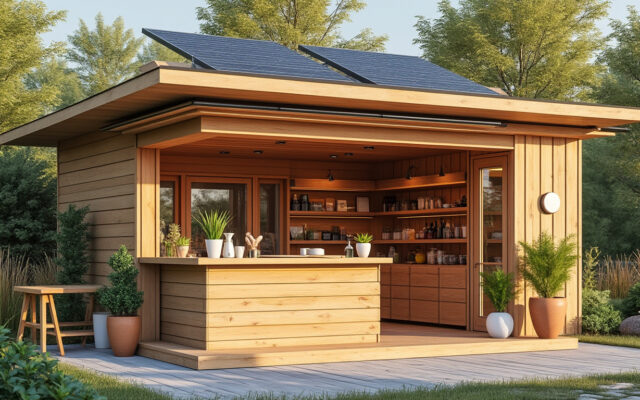 découvrez le kiosque en bois, un espace de vente chaleureux et durable qui allie charme naturel, fonctionnalité et qualité.