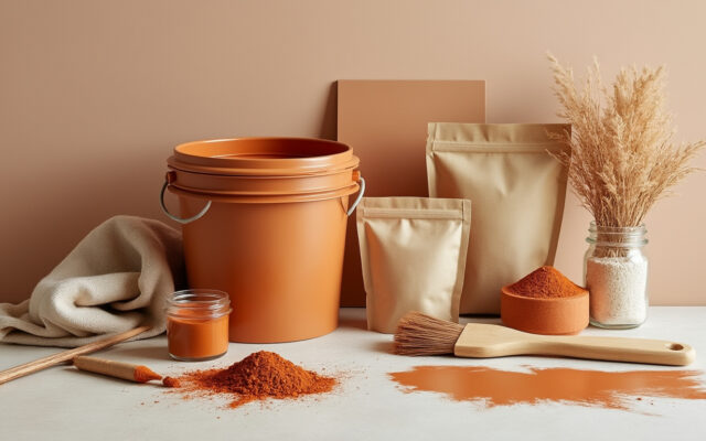 réalisez une peinture naturelle couleur sienne avec ce kit complet à la farine, idéal pour couvrir jusqu’à 15 m².